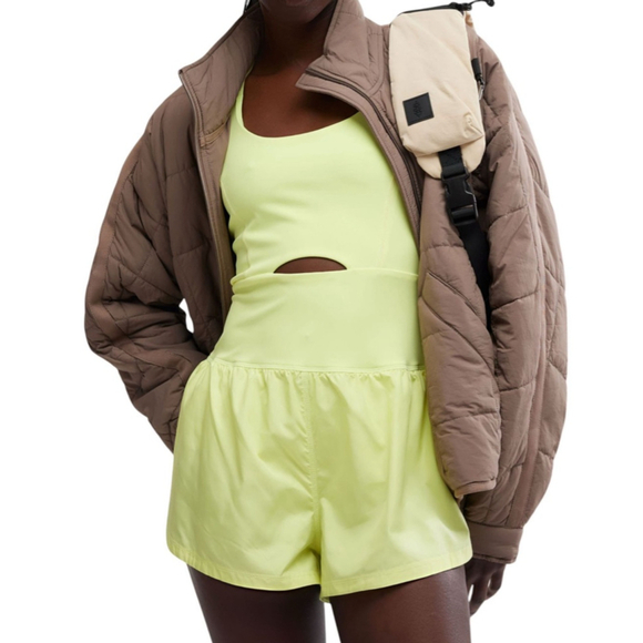 Free People Movement Righteous Runsie Size Large NWT Sour Citrus - Picture 2 of 4